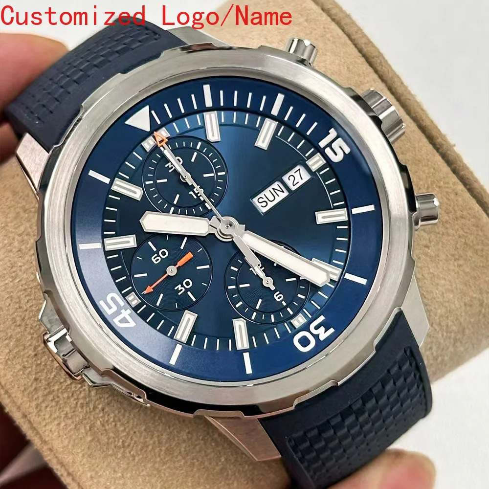 الرجال كوارتز كرونوغراف VK63 ساعة Aquatimer الساعات متعددة الوظائف الفولاذ المقاوم للصدأ أسود أزرق المطاط الأبيض التقويم حسب الطلب #1
