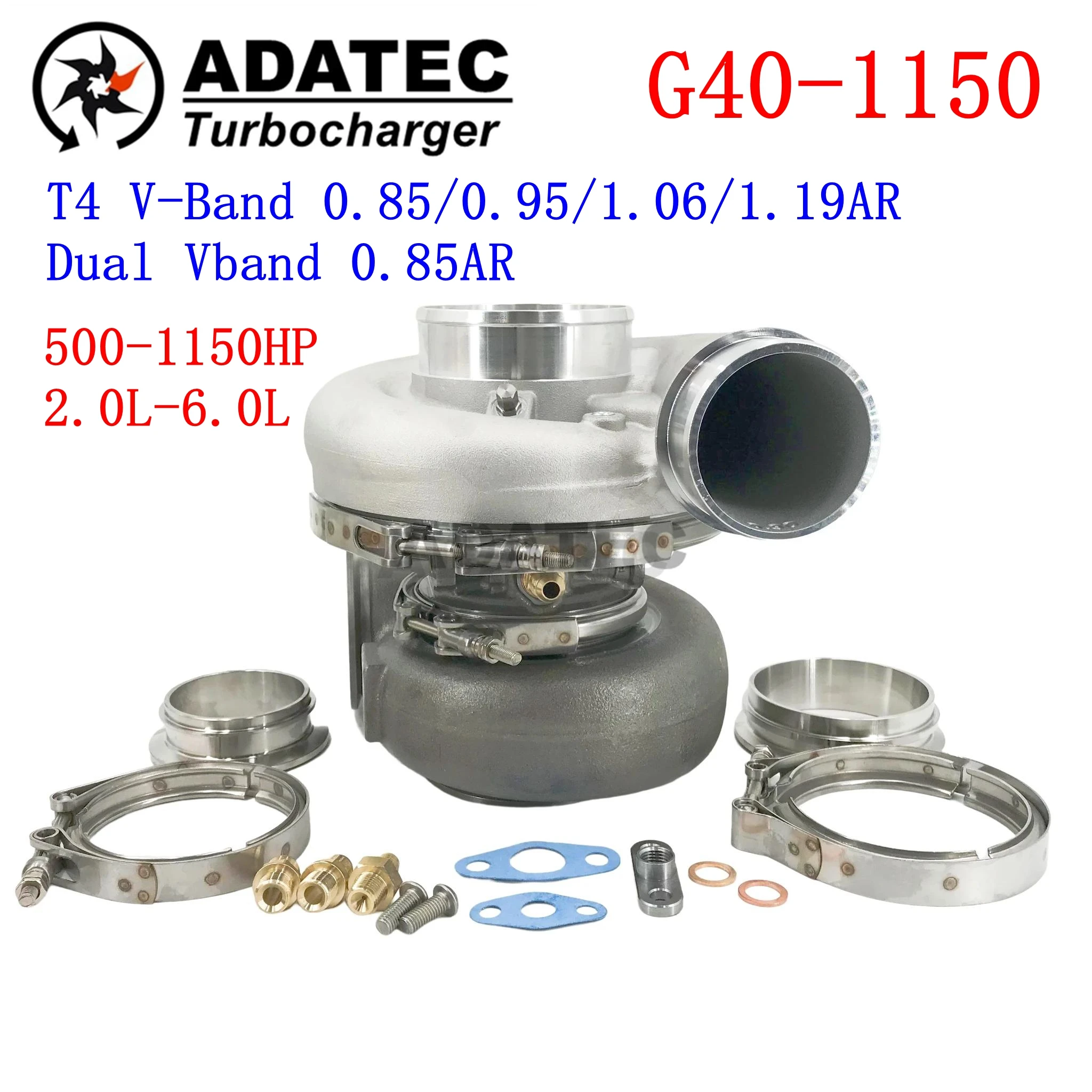 

G40-1150 Turbo T4 V-Band 0.85/0.95/1.06/1.19AR Dual Vband 0.85AR 500-1150HP 2.0L-6.0L Turbocharger 757707-0033 757707-0034