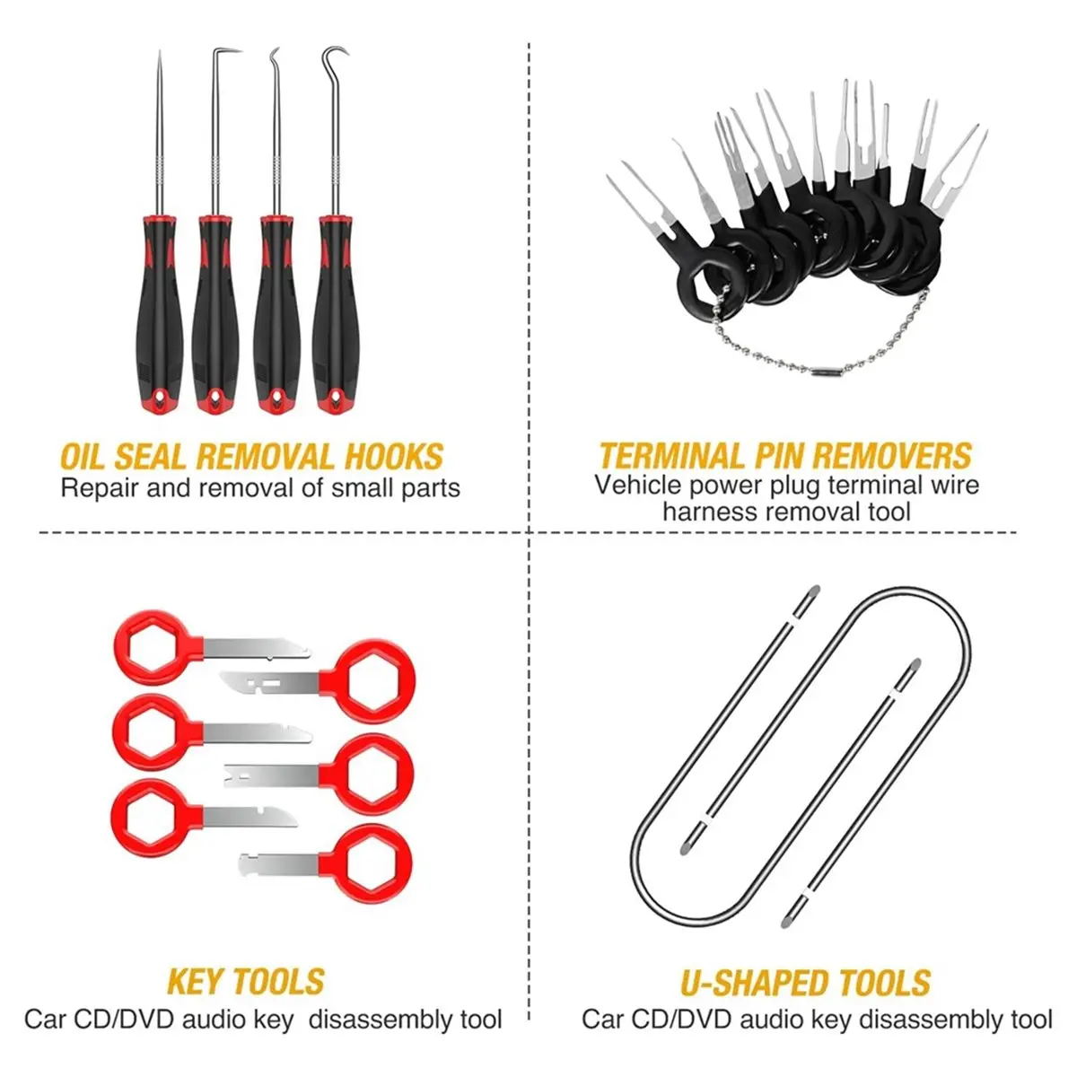 40Pcs Car Trim Removal Tool Kit, Auto Terminal Removal Key & Stereo Removal Tools for Upholstery Repair