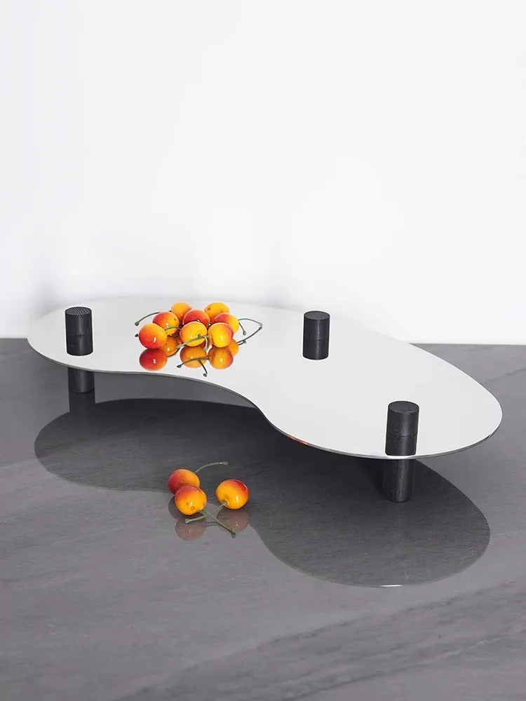 

Nordic Light Luxury Home Decoration Stainless Steel Material Tray Originality Moon Shape Table Tray Jewelry Storage Round Tray