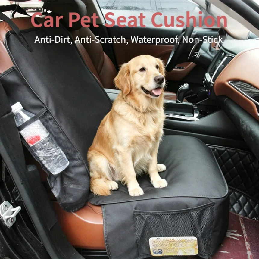 Waterproof Front Seat Cover in Oxford Fabric with Non-Slip Technology Scratch Resistant Layer and Utility Pockets