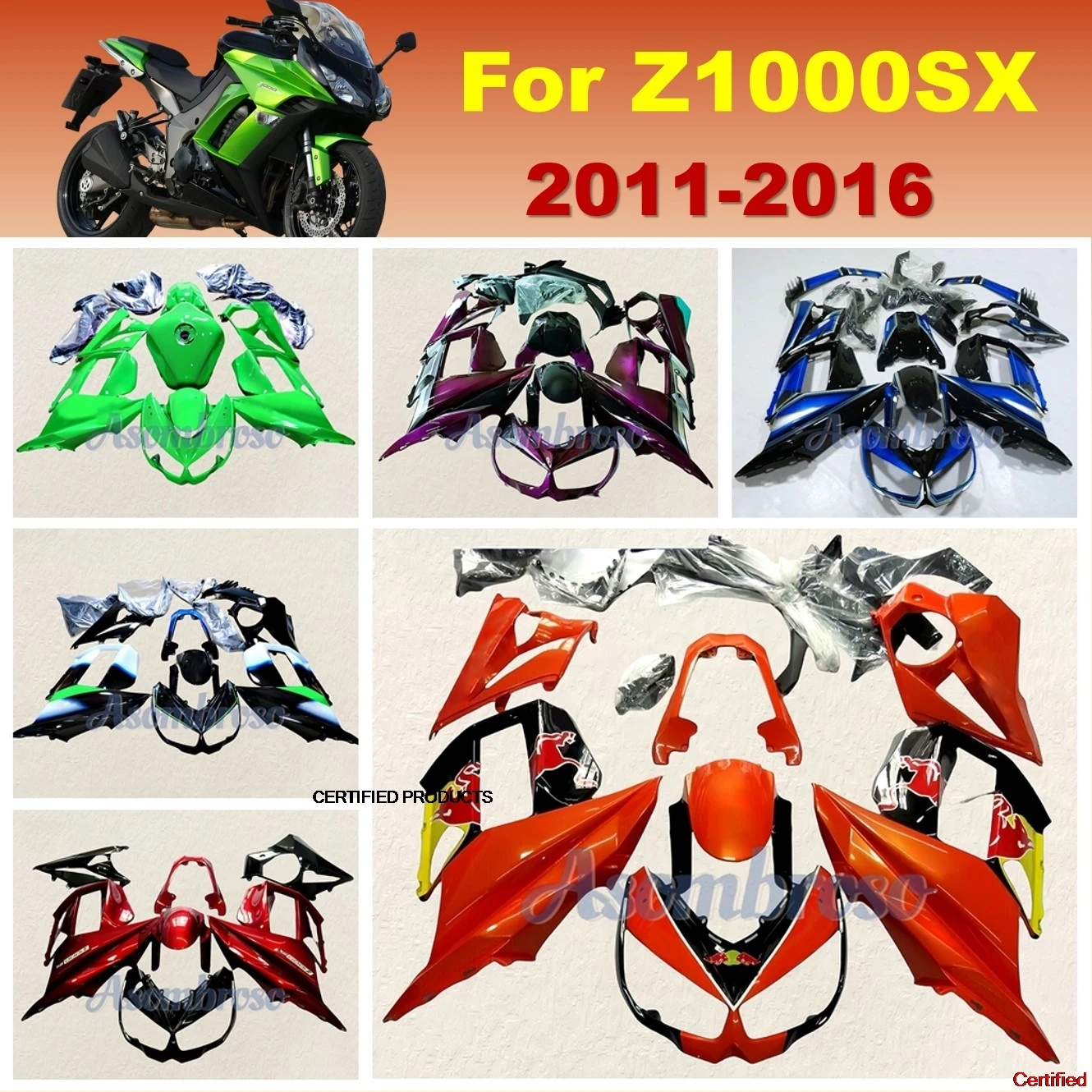 New ABS Plastic Bodywork Kit For Ninja Z1000 Z1000SX 2011 2012 2013 2014 2015 2016 Orange fairing set