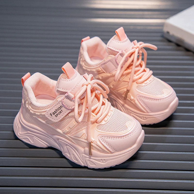 2024 Spring New Fashionable Comfortable Cute Casual Girls White Shoes Running Mesh Wear-Resistant Breathable Sports Child Shoes