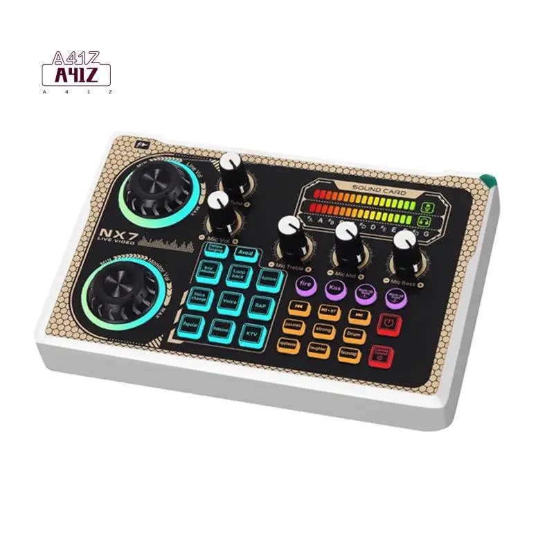 

A41Z-NX7 Sound Card Bluetooth Audio Mixer Professionale Studio Equipment For PC Smartphone Vlog Recording Live