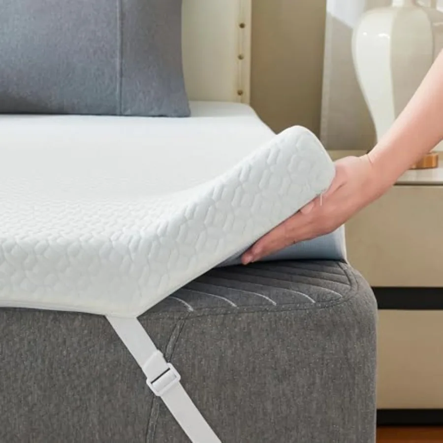 

3 Inch Cooling Memory Foam Mattress Topper, Gel Bed Topper for Pressure Relief, High Density Sleep Comfort with Removable and W
