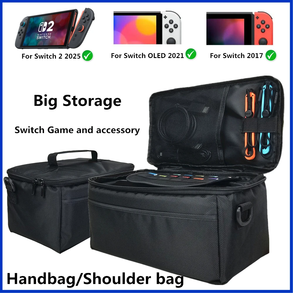 

Carry Case for Switch/Switch OLED/Switch 2 Big Capacity Storage Bag with Game Card Pouch Protective Cover