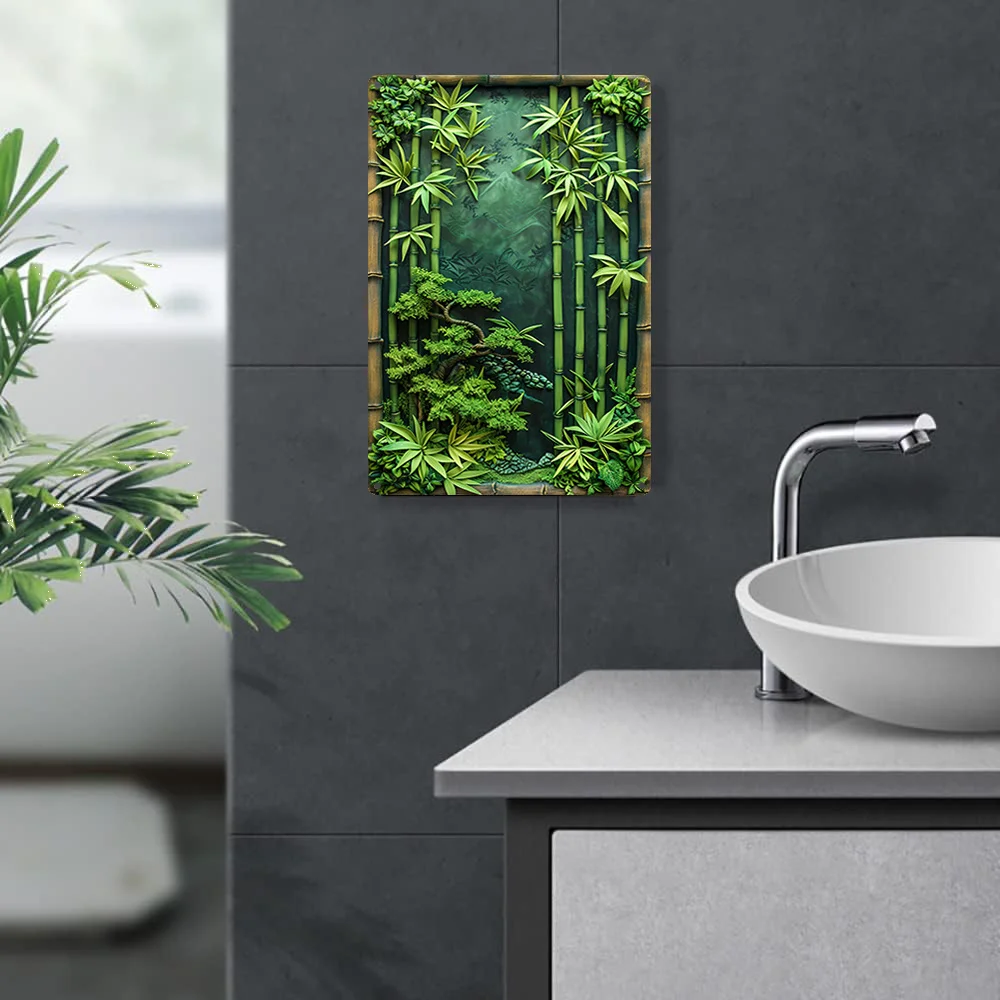 Bamboo Theme Sign- Vintage Spring Summer Decor For Gym, Garden, Store, Toilet - Funny Lovers Christmas Gift, 2D Display Effects