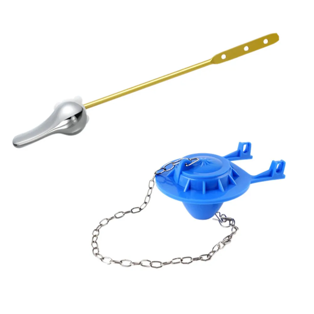 Zinc Alloy Toilet Flush Handle And Flapper Set With Copper Rod For Standard Tank Drain Valve Repair Bathroom Hardware