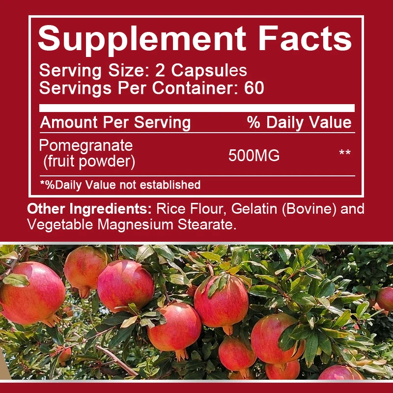 Natural Pomegranate Capsules for Skin & Heart Health Joint Support & Pre Workout for Men & Women  - Nitric Oxide Supplement