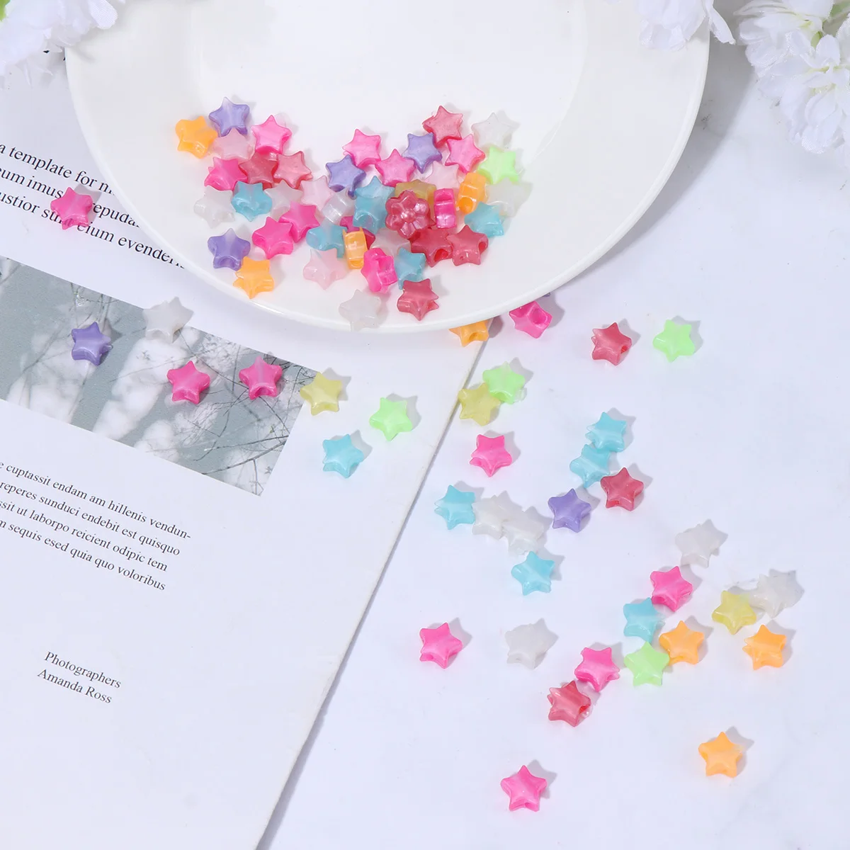 

200Pcs Star Beads for DIY Bracelet Jewelry Making Craft Kits Kids Girls Accessories Loose Beading Supplies Creative Gift Set