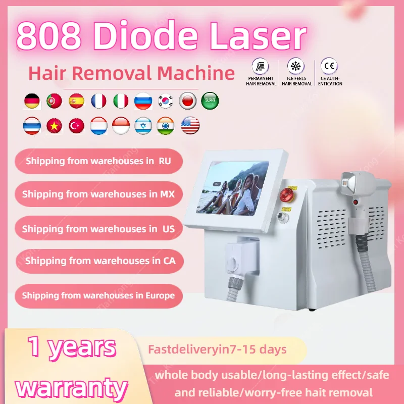 3 panjang gelombang portabel permanen 808nm Laser dioda penghilang rambut es Alexandrite Diodo Depilacion dioda Laser penghilang rambut