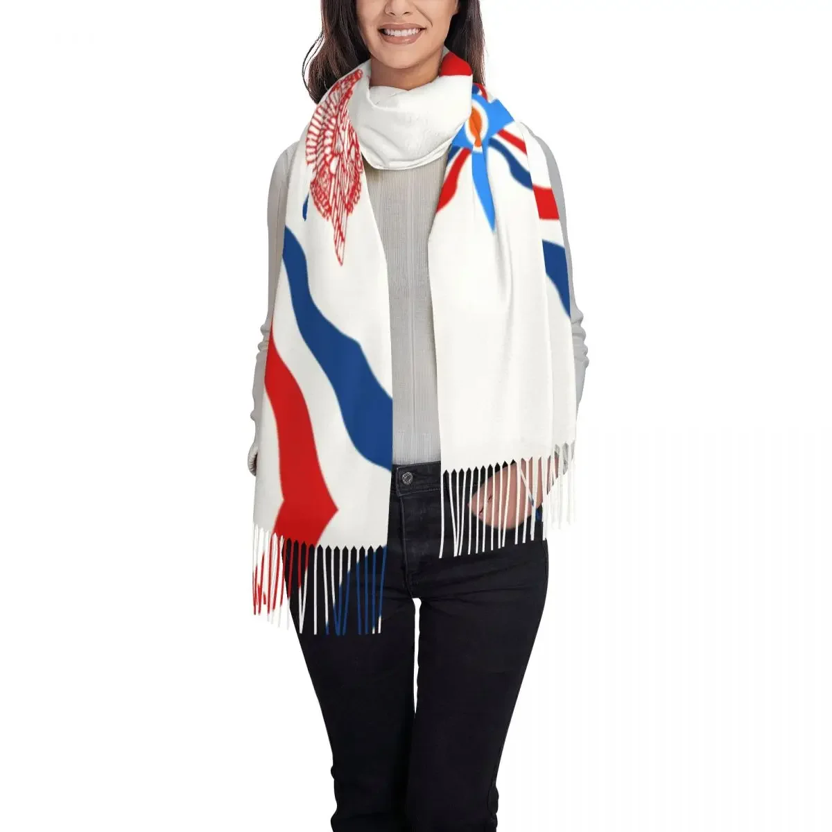 Assyrian Suryoyo Flag Scarf Women Men Winter Fall Warm Scarves Syriac Aram Shawls Wraps