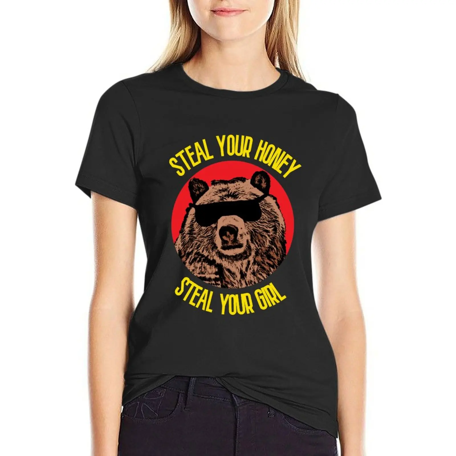 

Steal You Honey Steal Your Girl T-shirt cute tops animal print shirt for girls Women's clothing