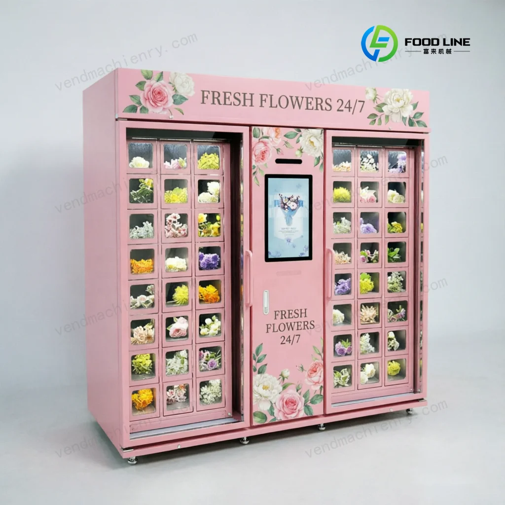 Fresh Flower Vending Machine, Smart Touch Screen Interface, Cooling System Unit for Commercial Bouquet Busines Customized