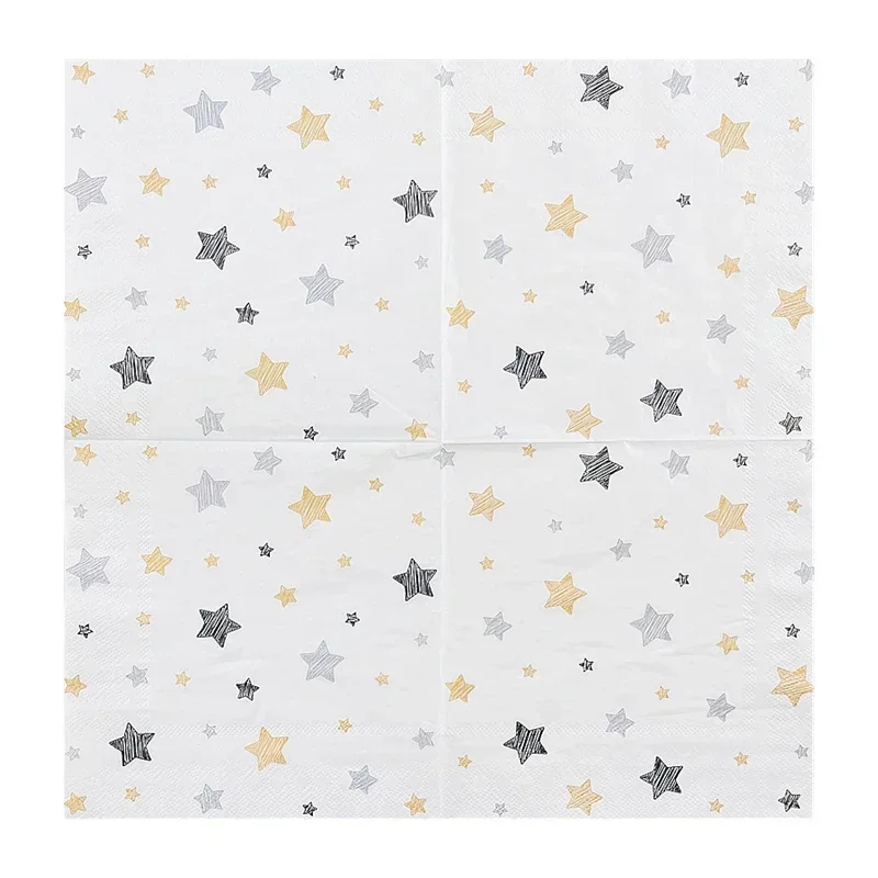 20pcs/P Printed Napkins Square Gold Star Pattern Colorful Paper Napkins Hotel Restaurant with Wedding Birthday Party Decoration