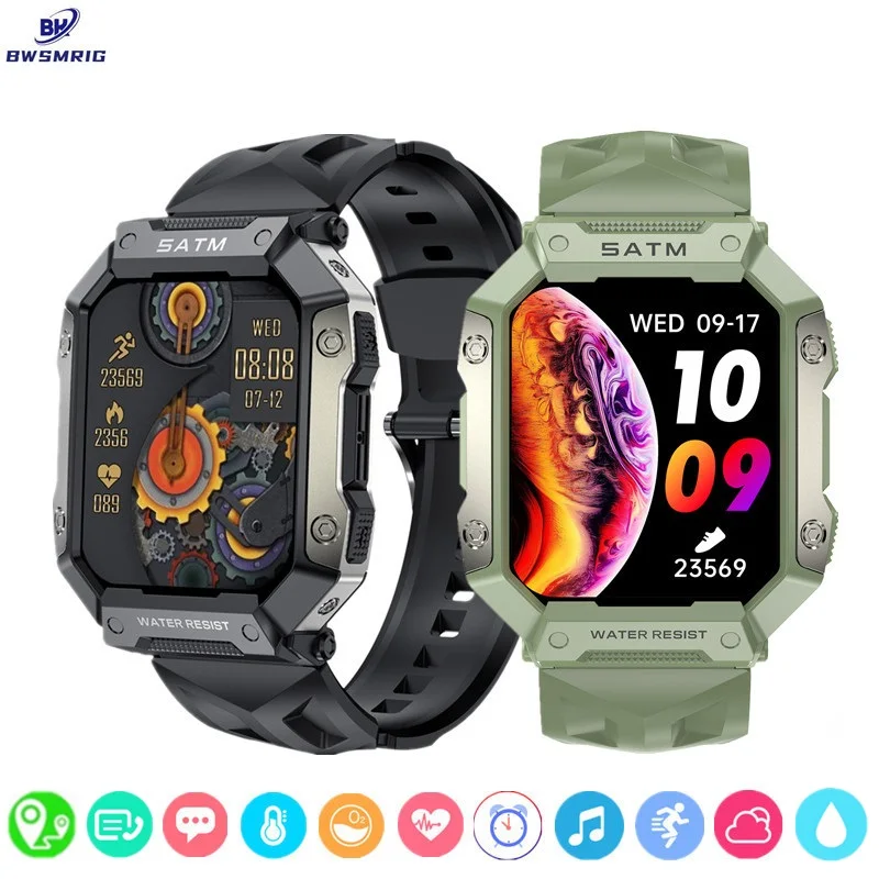 

New Men's Smart Watch IP68 Waterproof Blood pressure Heart Rate Sleep Monitoring Outdoor Military Grade Sports Smartwatch Men