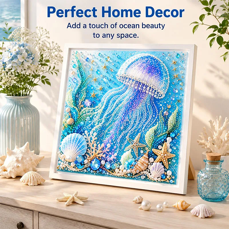Ocean Theme Pearl Art DIY Kit Octopus Wave 3D Pearl Craft Kit Sea Turtle Sparkling Coastal Pearls Mosaic Art DIY Home Wall Decor - view 5