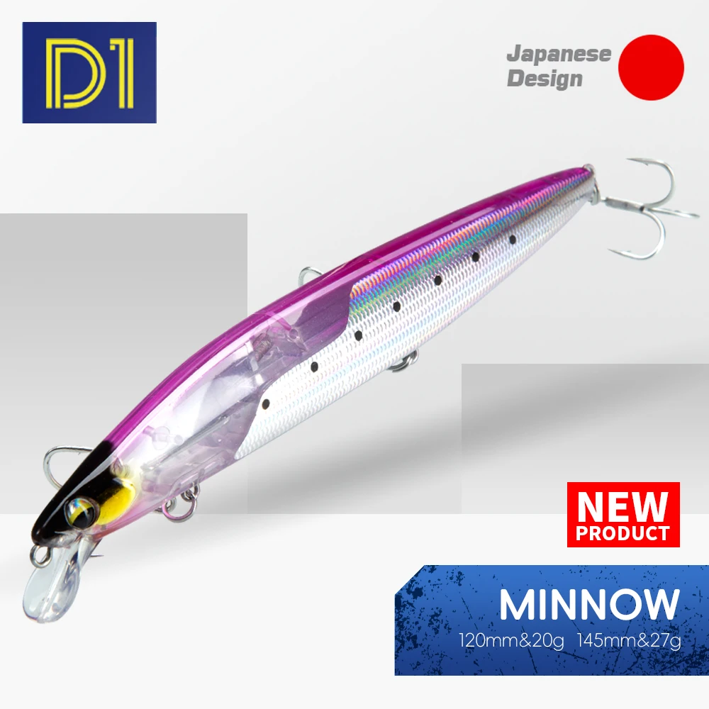 

DT EXSENCE Shallow Assassin Slider Minnow Fishing Lure 120mm 20g / 145mm 27g FLASH Tungsten Weight Slider System Floating Baits