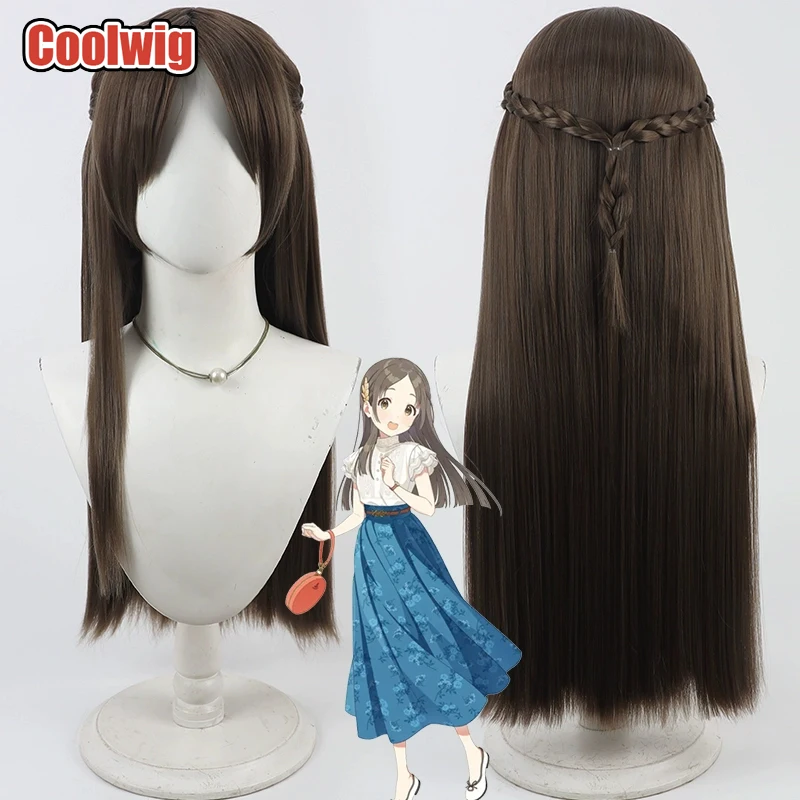 Coolwig Synthetic Hair Kuramoto China Cosplay Wigs Gakuen Idolmaster Kuramoto China 80cm Long Straight Brown Wig Heat Resistant