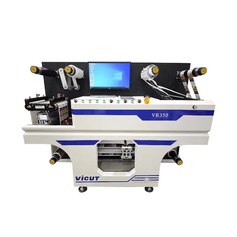VR350 Digital Multiple Cut Heads Roll Label Die Cutting Machine Auto Track Mark Label Cutter Roll Die Label Cut Machine