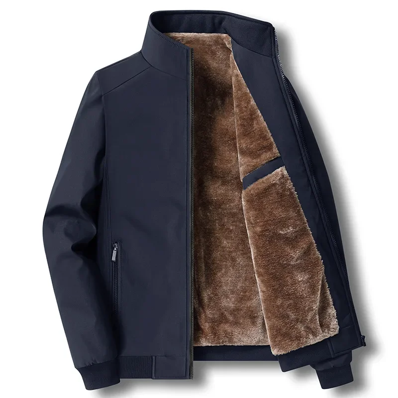 

Autumn/winter Fleece-lined Thickened Woolen Jacket For Middle-aged Elderly Men Warm Excessively Large