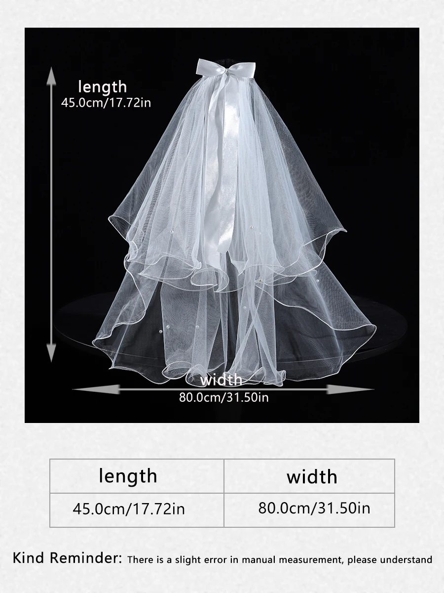 Белая элегантная Фата невесты, украшенная простым бантом, подходит для женской свадебной фаты длиной до плеч