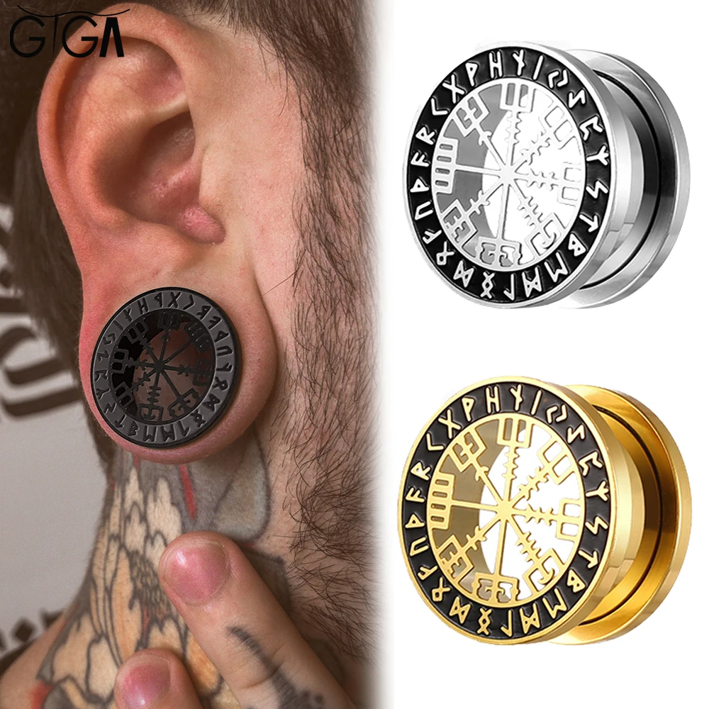 

Giga 2PCS Cool Ear Plugs Tunnels Expander Gauges Earrings for Women Mens Stainless Steel Body Piercing Gift Jewelry