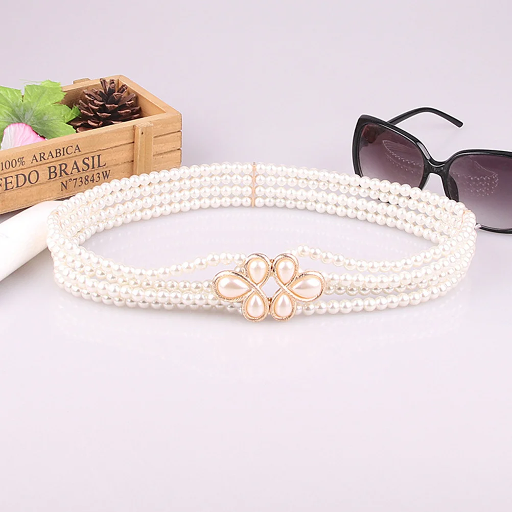 

1Pcs Pearl Design Waist Chain Dress Waist Belt Casual All-Match Waistband Adjustable for Gown Dress Pearl Design Waistband