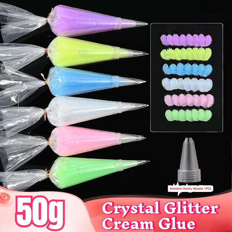 50g Crystal Glitter Jelly Glue DIY Mobile Phone Shell Decoration Diy Hairpin Cream Glue Akcesoria Symulacja torby na materiał do ciasta
