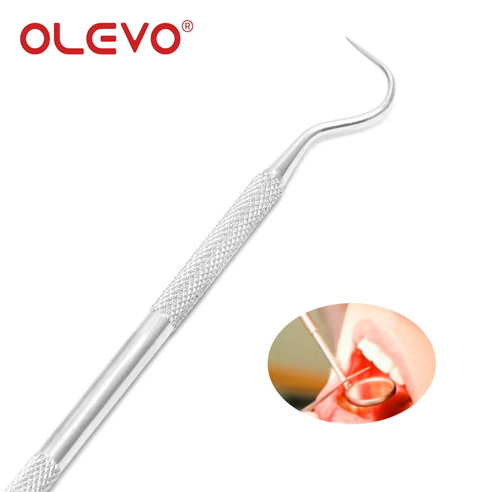 OLEVO-Sonda de explorador Dental, herramienta de acero inoxidable de doble punta, raspador, Limpieza de manchas de dientes, higiene bucal, 3/5 piezas