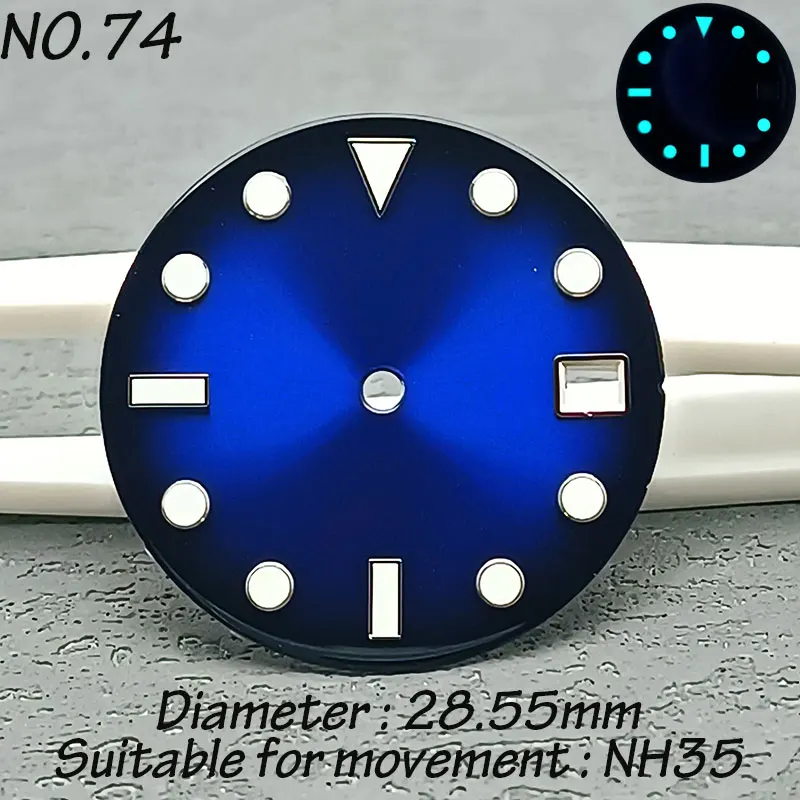 28.5mm Blue Super Glow in the dark Watch dial Mod Aseptic dial for NH35 Nh36 NH34 NH70 NH72 automatic movement watch accessories