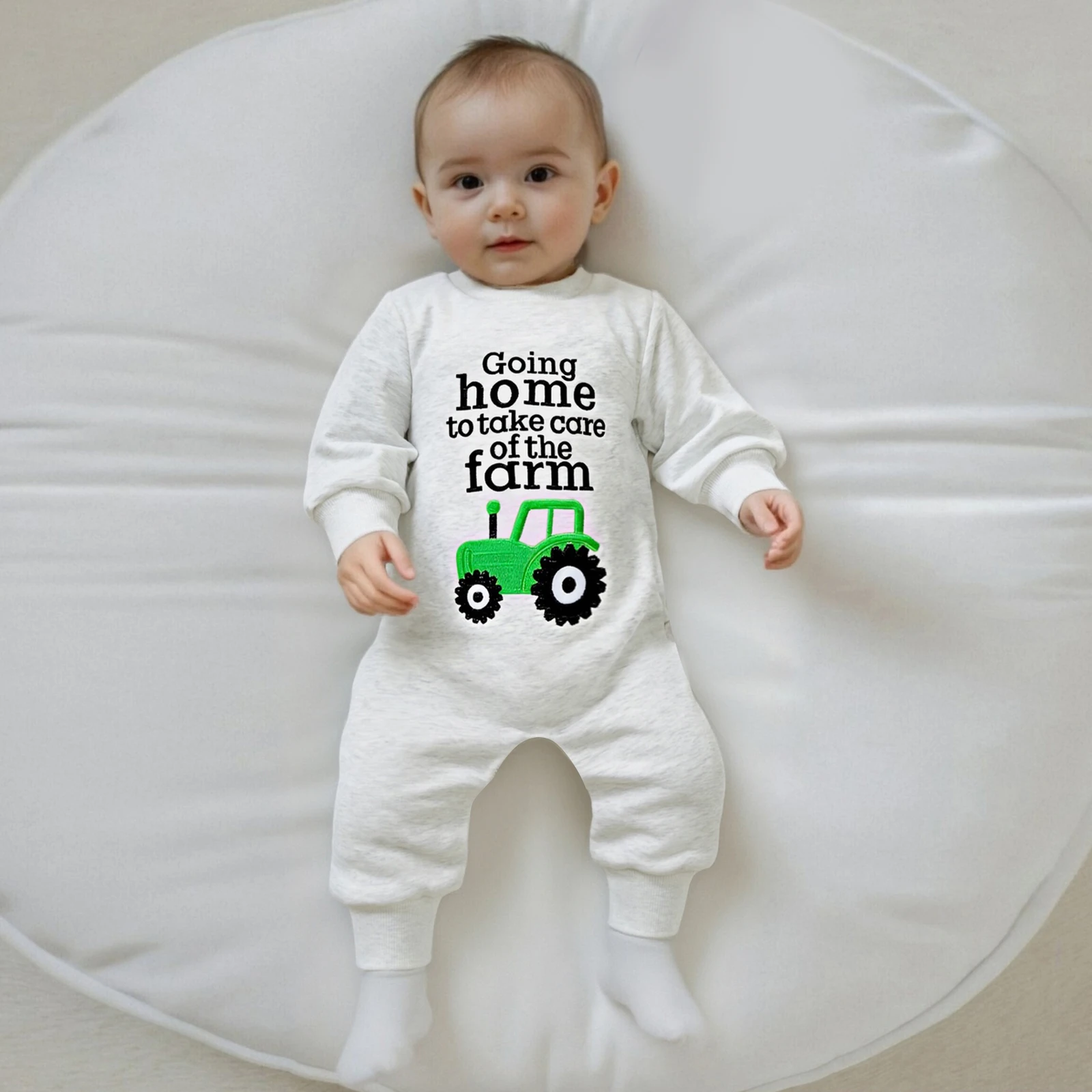 

Толстовка для новорожденных мальчиков, комбинезон с круглым вырезом и длинными рукавами, комбинезон с вышивкой и буквами грузовика