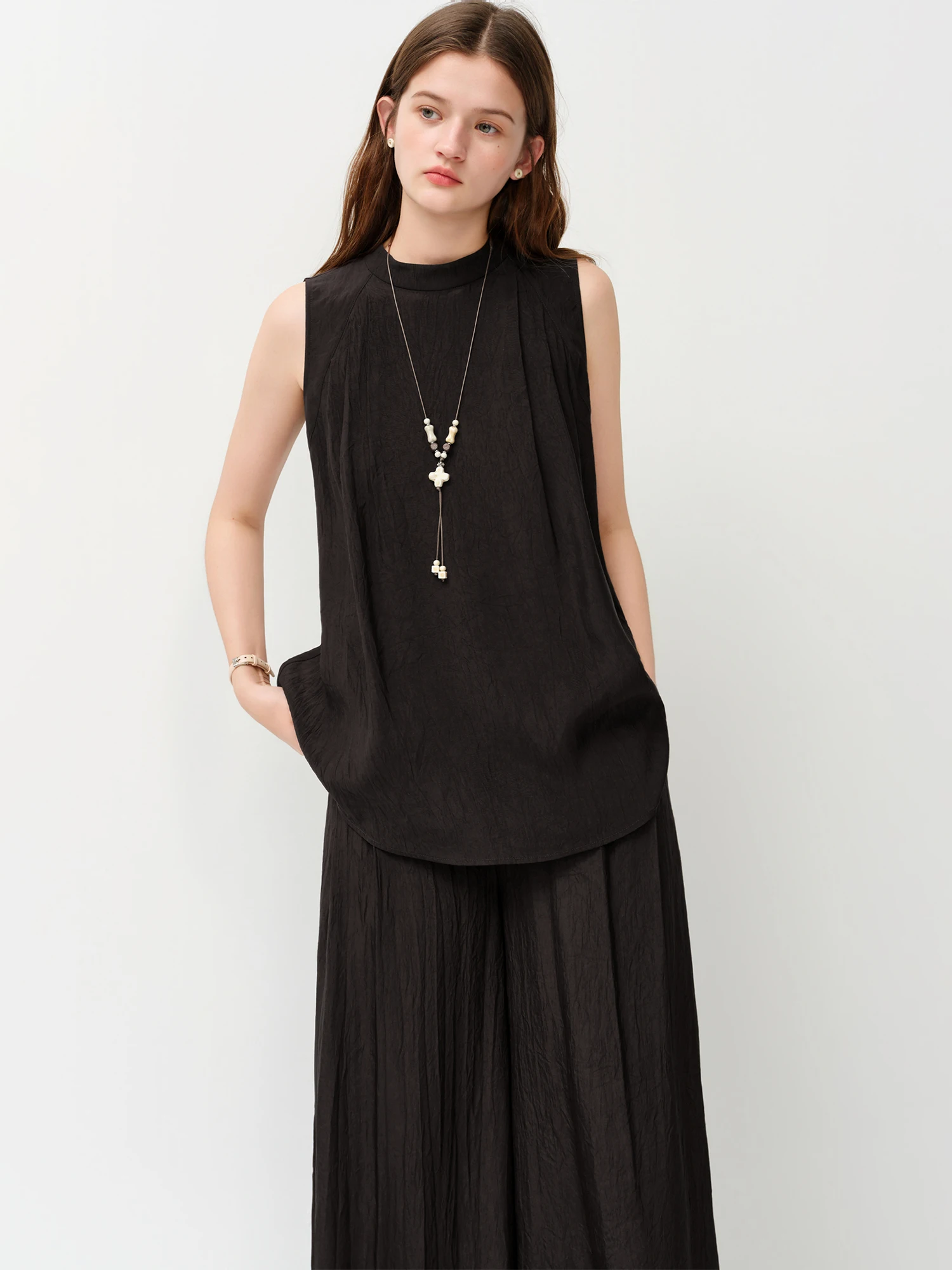 Women's Acetate Shirt and Wide Leg Pants Set | Relaxed Two Piece Co-ord