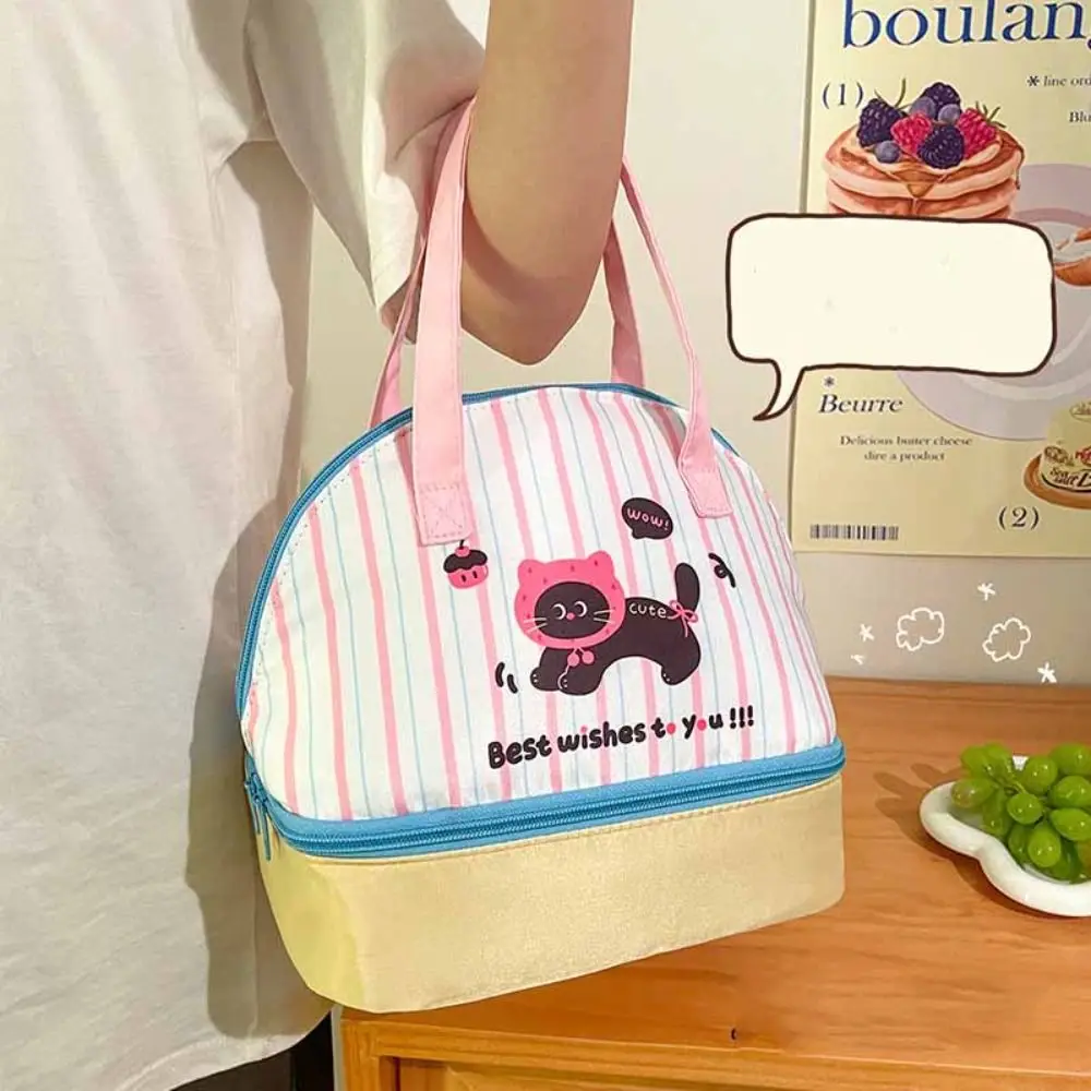 Сумка для обеда с мультяшным котом, легкая изолированная большая сумка, сумка в корейском стиле, ручная сумка, модный дизайн, маленькая большая сумка