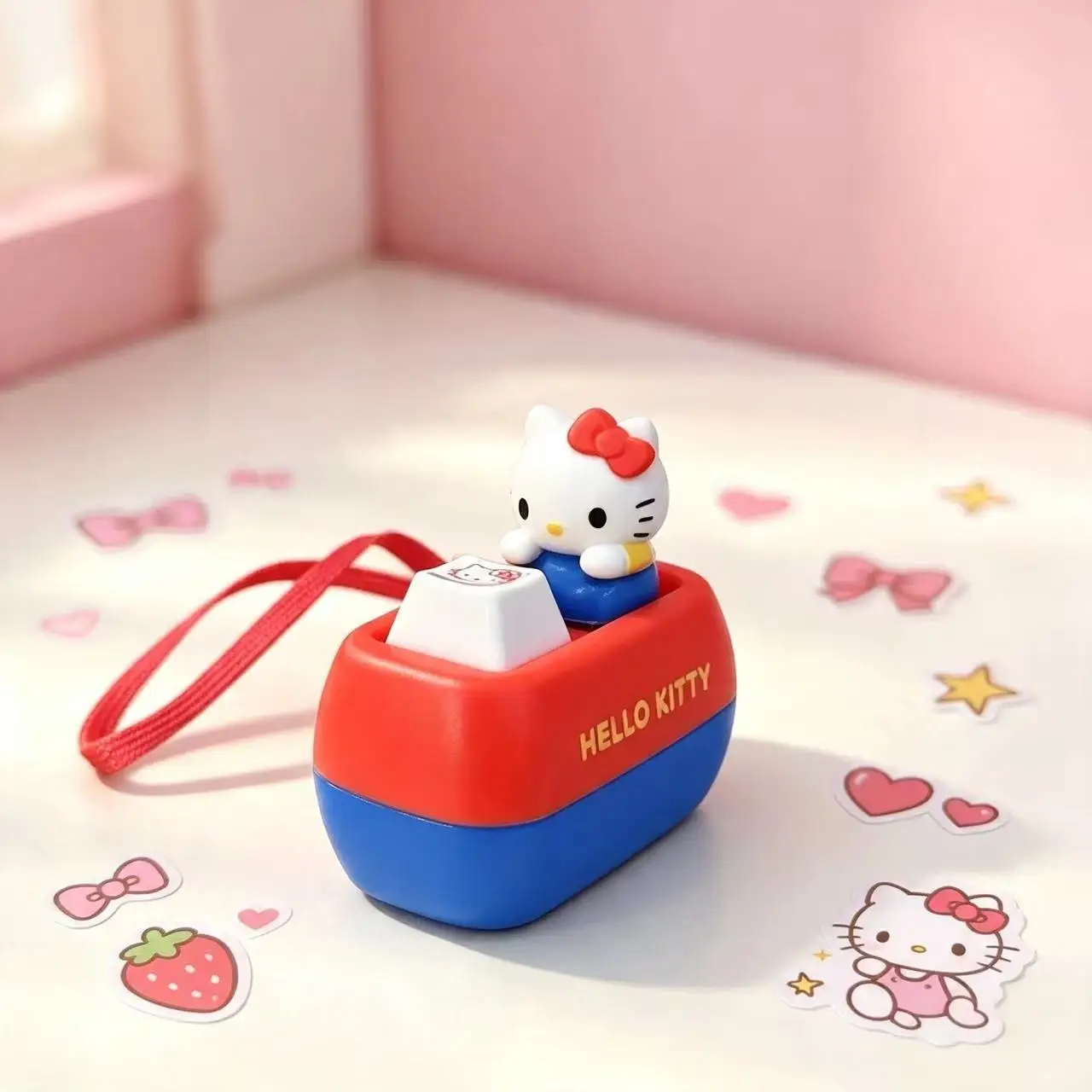 Niedlicher Hello Kitty Schlüsselanhänger mit Sprachfunktion und Druckknopf zur Dekompression für Schreibtischdekoration und Taschenschmuck, Ein Originelles Geschenk für Sie