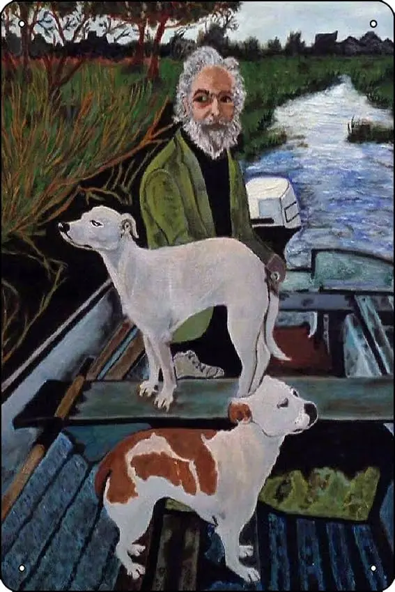 Goodfellas Movie Poster - Painting of Old Man with Dogs Done Poster Metal Tin Sign Plaque Man Cave Wall 8x12 Inch Wall Art Decor