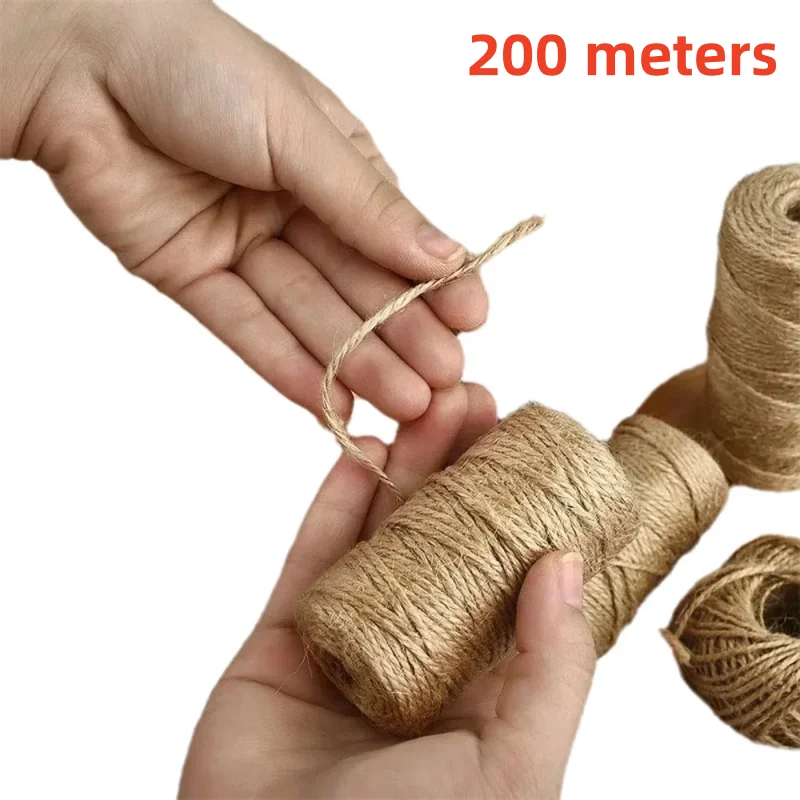 50/100/200m Natural Vintage Jute Twine DIY Crafts Gift Wrapping Gardening Wedding DecorSewing Christmas Crafts Jute Cord Thread