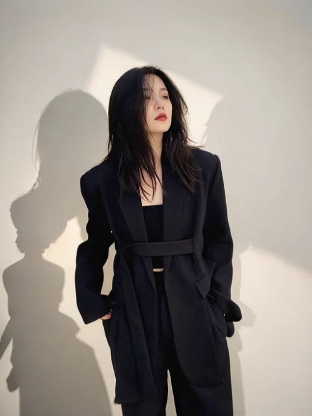 

Blazers Womans Elegant Coat Suede Female Longline Fair Festival Diamond Pattern Weave Texture Front Pleat Drop Breathable Casual