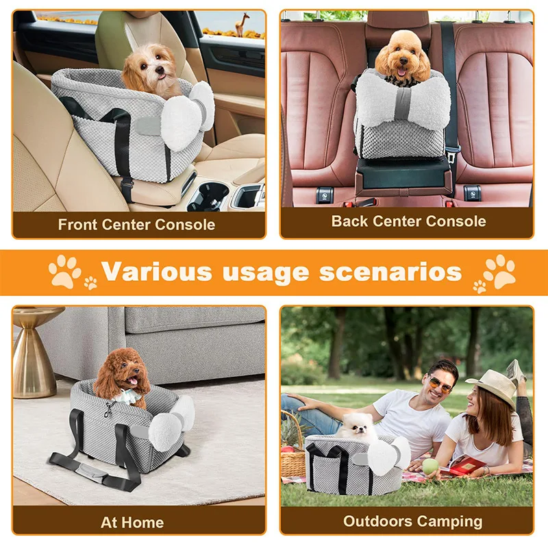 Siège d'appoint de voiture pour animaux de compagnie, sièges de sécurité pour animaux de compagnie, console