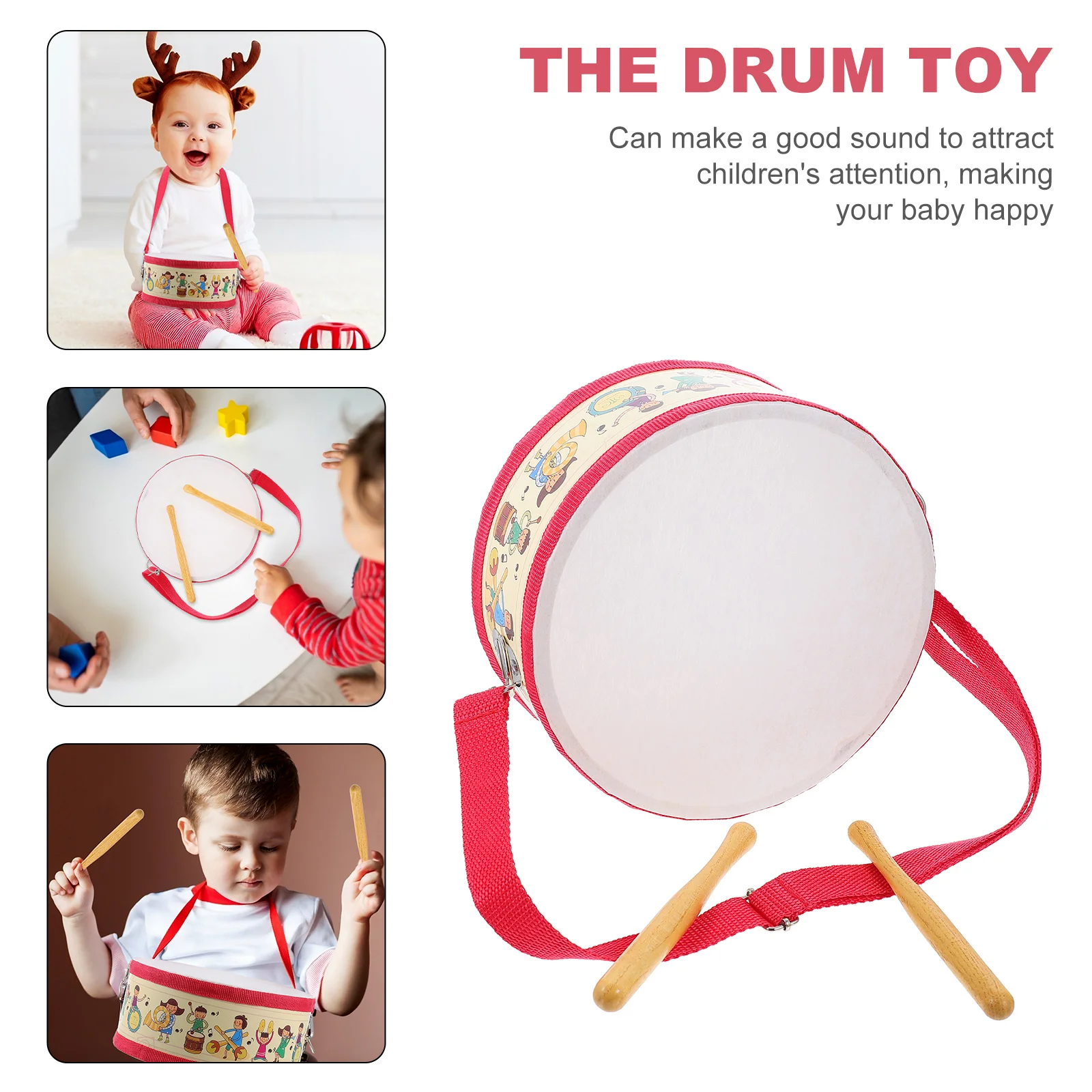 Snare Drum für Kinder, Musikspielzeug, Cartoon-Instrumente, bunt, für Kinder, zum Klopfen