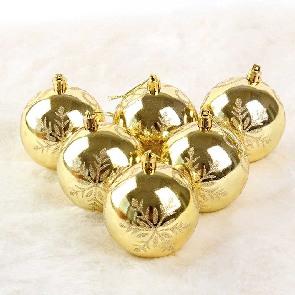 

12Pcs Christmas Ball Ornaments PVC Plastic Xmas Tree Hanging Decoration Glitter Snowflake Pattern Holiday Party Supplies