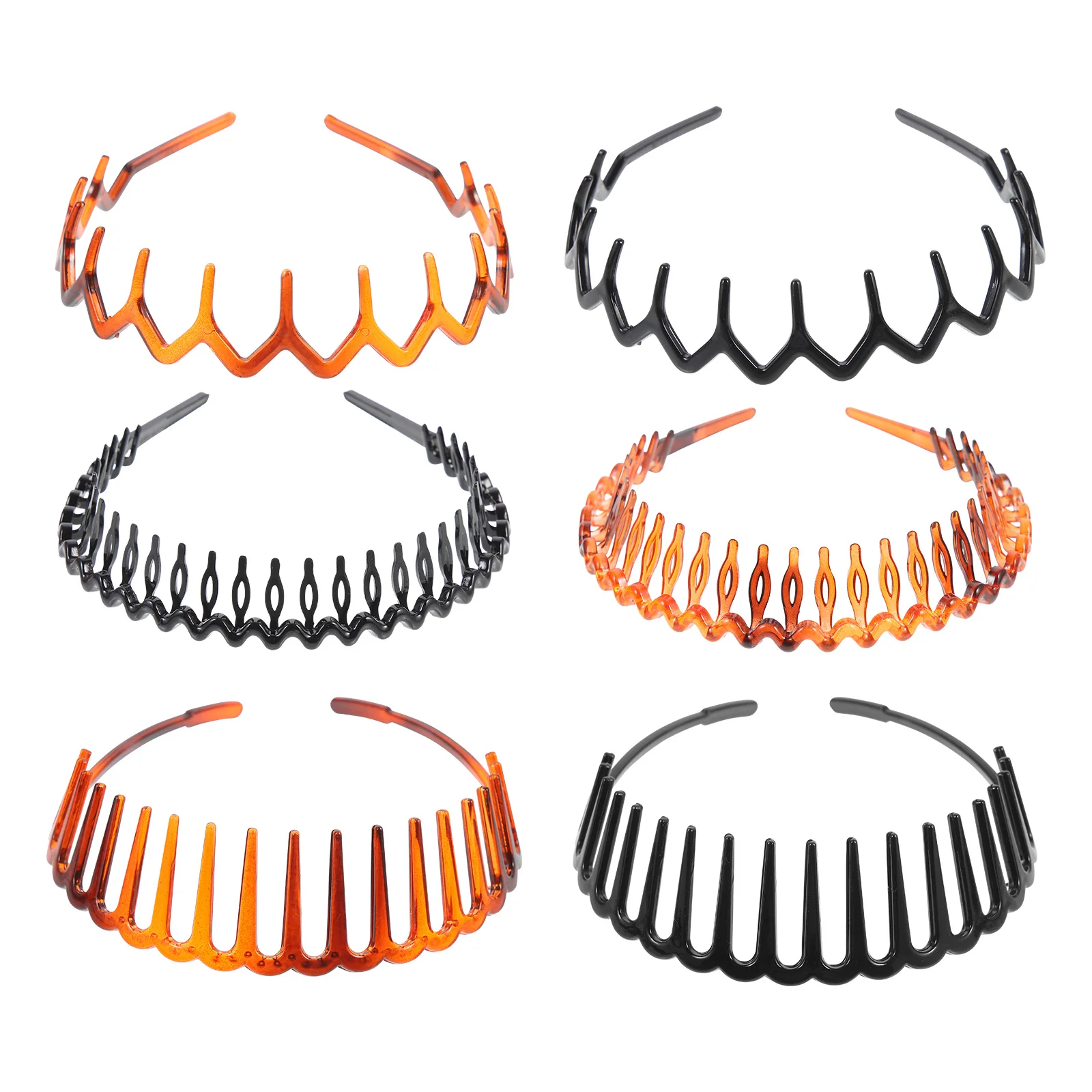 

6Pcs Women Hairband Set Solid Color Resin Hair Comb Headband With Teeth Plastic Hair Hoop For Girls Headdress Accessory