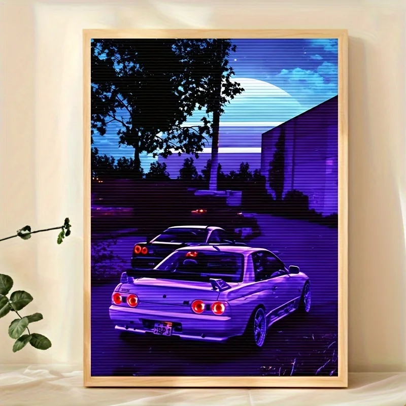Retro Japanese Car Art Canvas Print Frameless Wall Decor Home Bedroom Living Room 12x16 Inches Office Waterproof Room Decoration