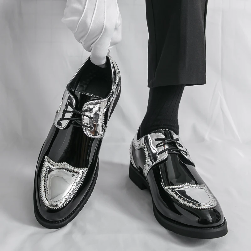 

Men Derby Shoes PU Splicing Comfortable Classic Business Banquet Men Shoes Size 38-46