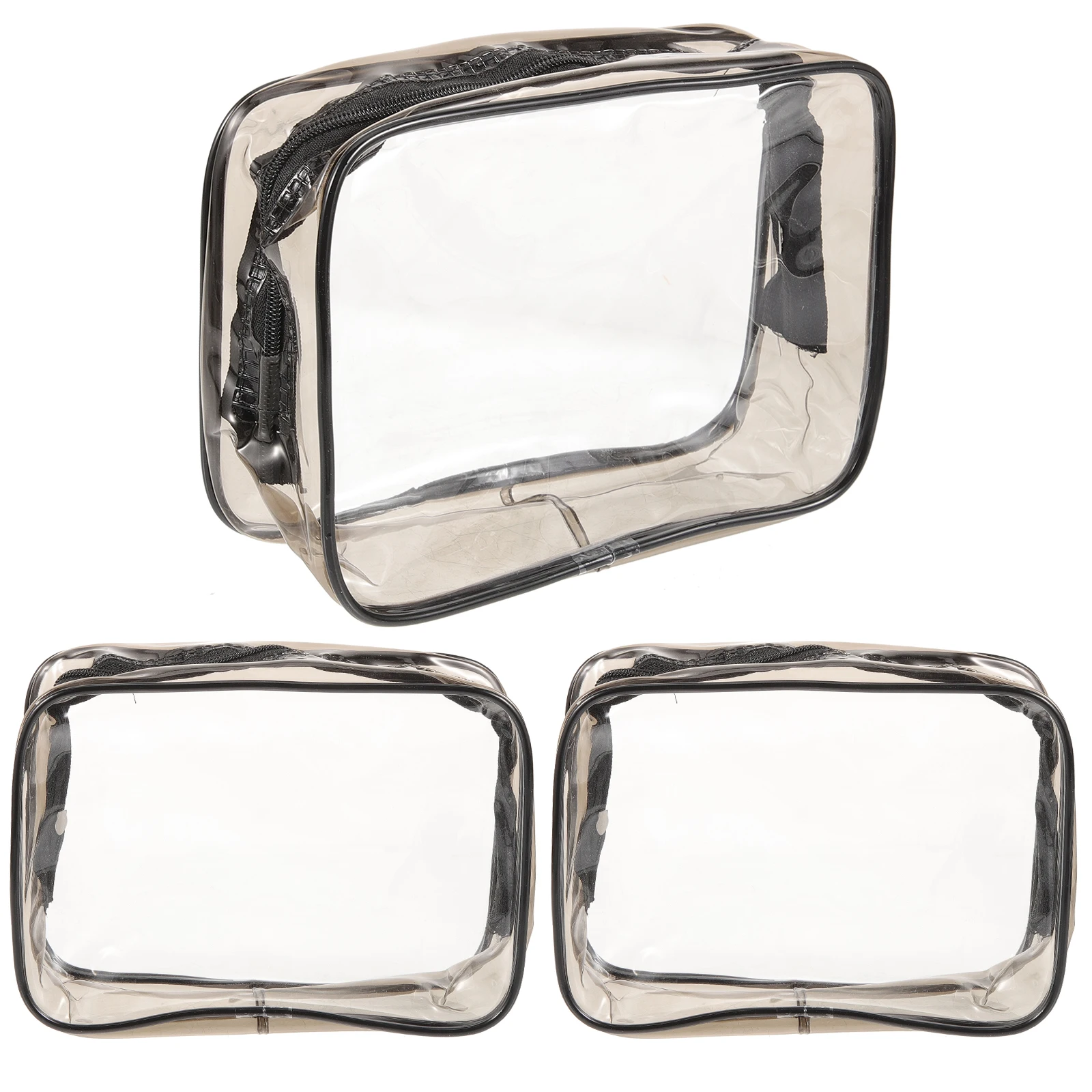 

3 Pcs Clear Toiletry Bag Travel Cosmetics Waterproof Personal Wash Bags PVC Makeup Pouch ganzier Storage Zipper