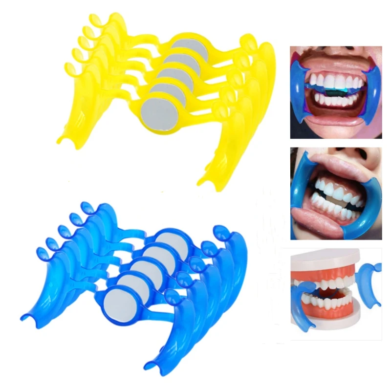 2pcs Dental M-Shape Mouth Opener with Mirror Lip Cheek Retractor Expanders Dentistry Materials Tools Orthodontic Supplies