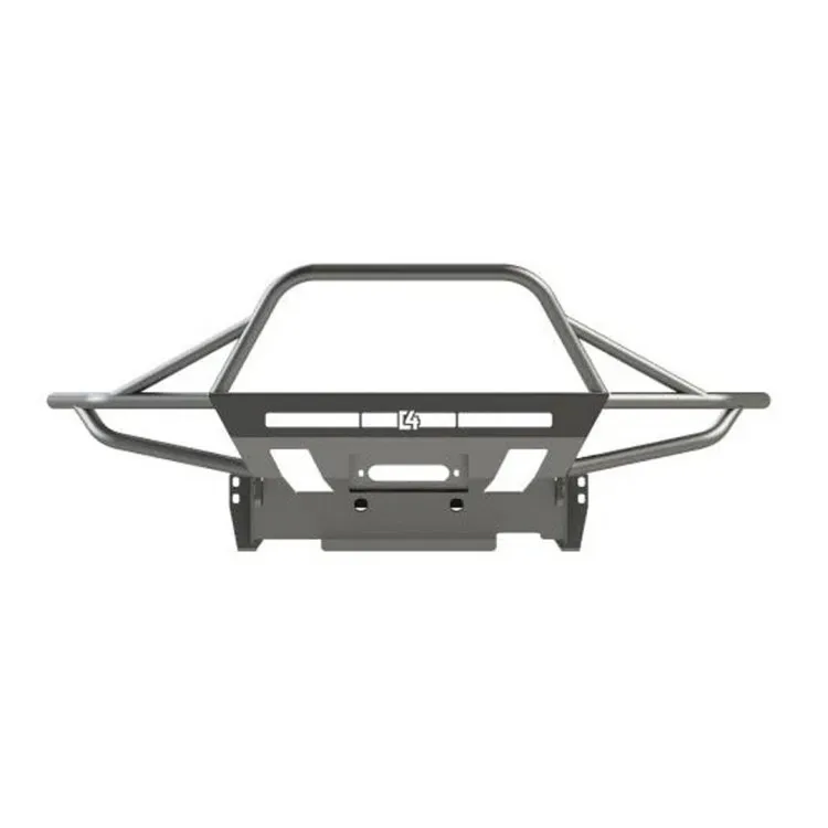 Black steel front bumper with full-height ball-style tow bar with tubular reinforcements,fits Toyota Tacoma 2016+ front bumpers