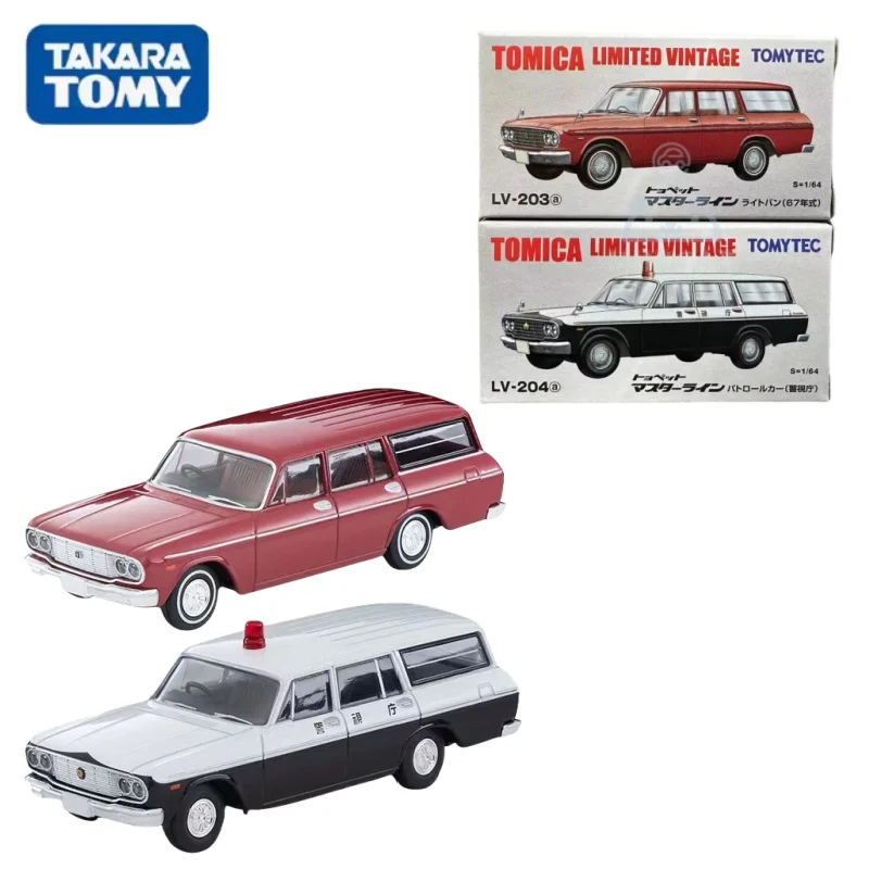 TAKARA TOMY TOMICA 1:64 TLV LV-203A-204A Toyota Crown Police Car alloy roller miniature model, adult decoration, birthday gift