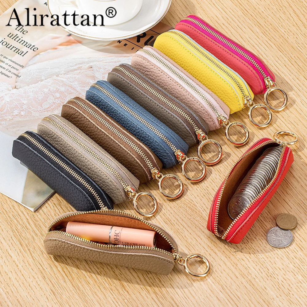 Alirattan 2026 New Leather Mini Wallet Zipper Coin Bag Women's Jewelry Bag Cross border Port Red Envelope