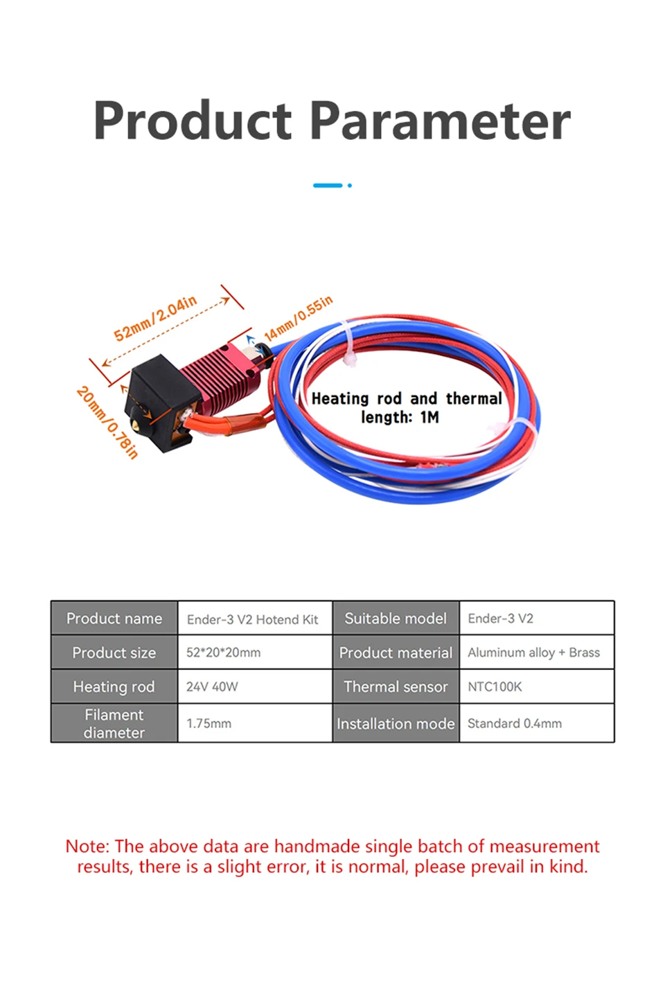 3D-Druckerteile Hotend montiert Extruder Metall Hotend Kit für Creality Ender 3 Ender 3 V2 Ender 3 Pro CR10s Hotend Extruder Kit – Detail 3